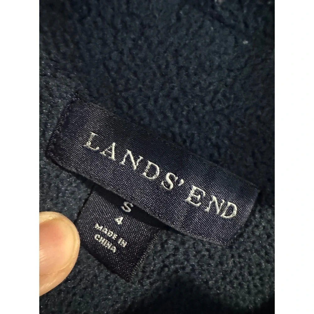 Lands End Squall Hooded Winter Jacket Boys Size 4 Green Blue Fleece Lined